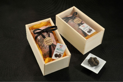 Mini jamón de cerdo cocido con trufas en caja de regalo