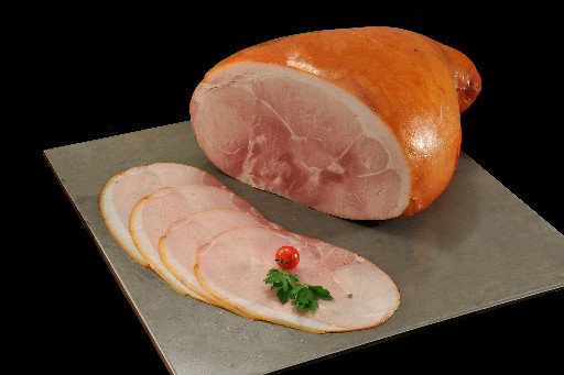Smoked and cooked ham with shank